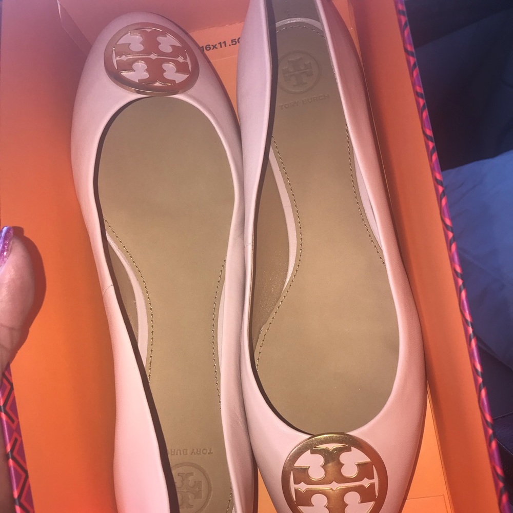 Tory Burch sea shell pink ballet flat ...leather